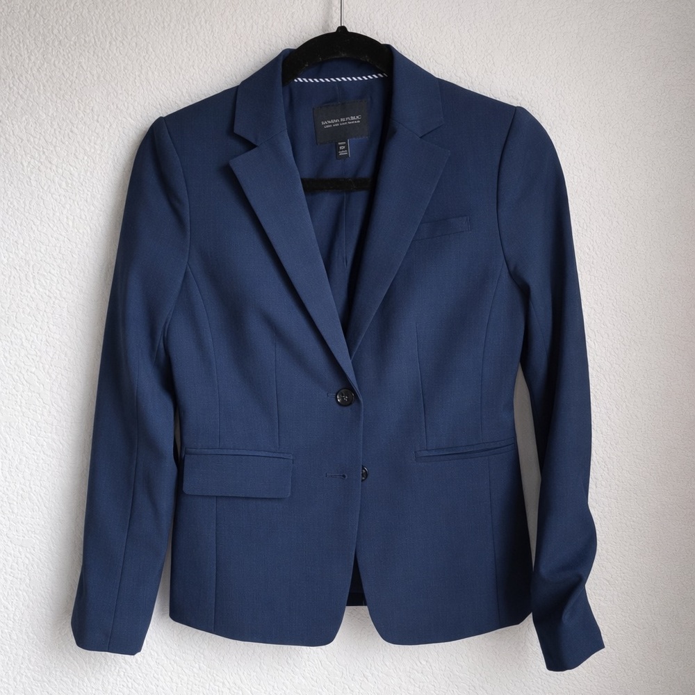 Banana Republic Long & Lean Blazer – Petite 0P – Navy